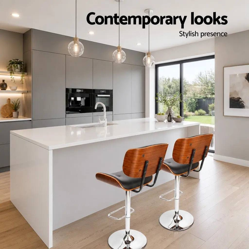 Black Bar Stool with Durable Chrome Base