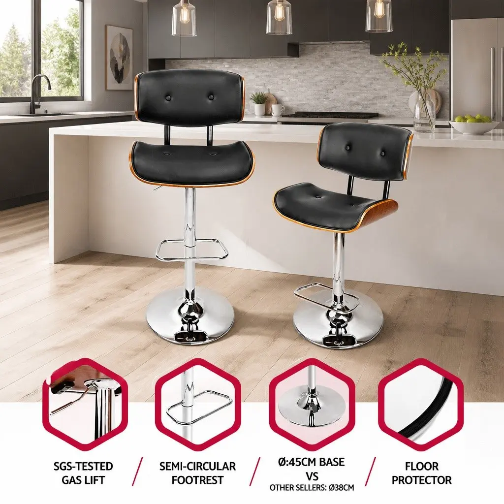 Black Bar Stool with Durable Chrome Base