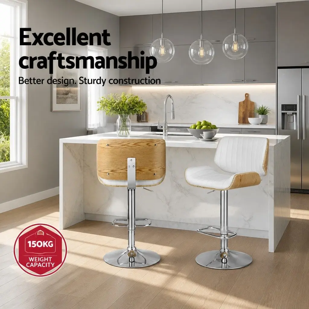 White Bar Stools with Padded Seats