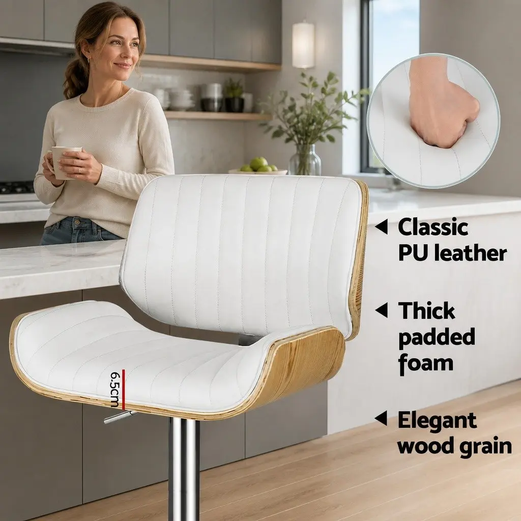 White Bar Stools with Padded Seats