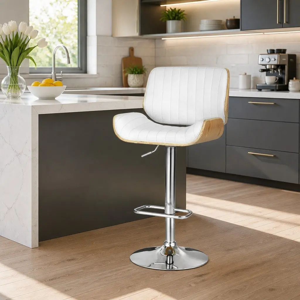 White Bar Stools with Padded Seats
