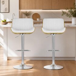 Comfortable White Adjustable Bar Stools, Set of 2