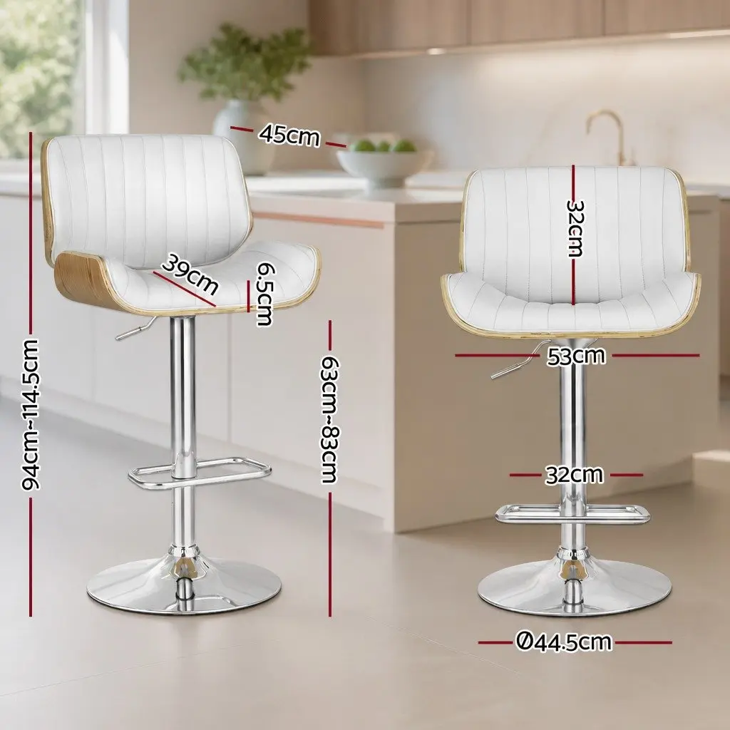 White Adjustable Bar Stools, Set of 2