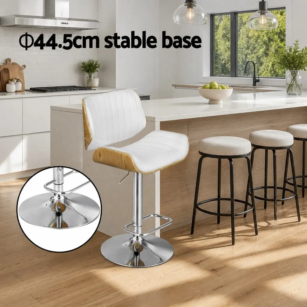 White Adjustable Bar Stools, Set of 2