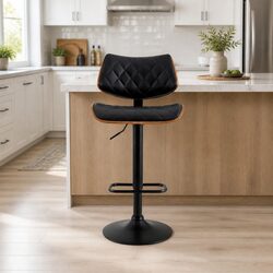 Bar Stools Kitchen Dining Chairs Gas Lift Swivel Adjustable Height Wooden Seat