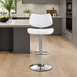 Comfortable White Bar Stool with Adjustable Height