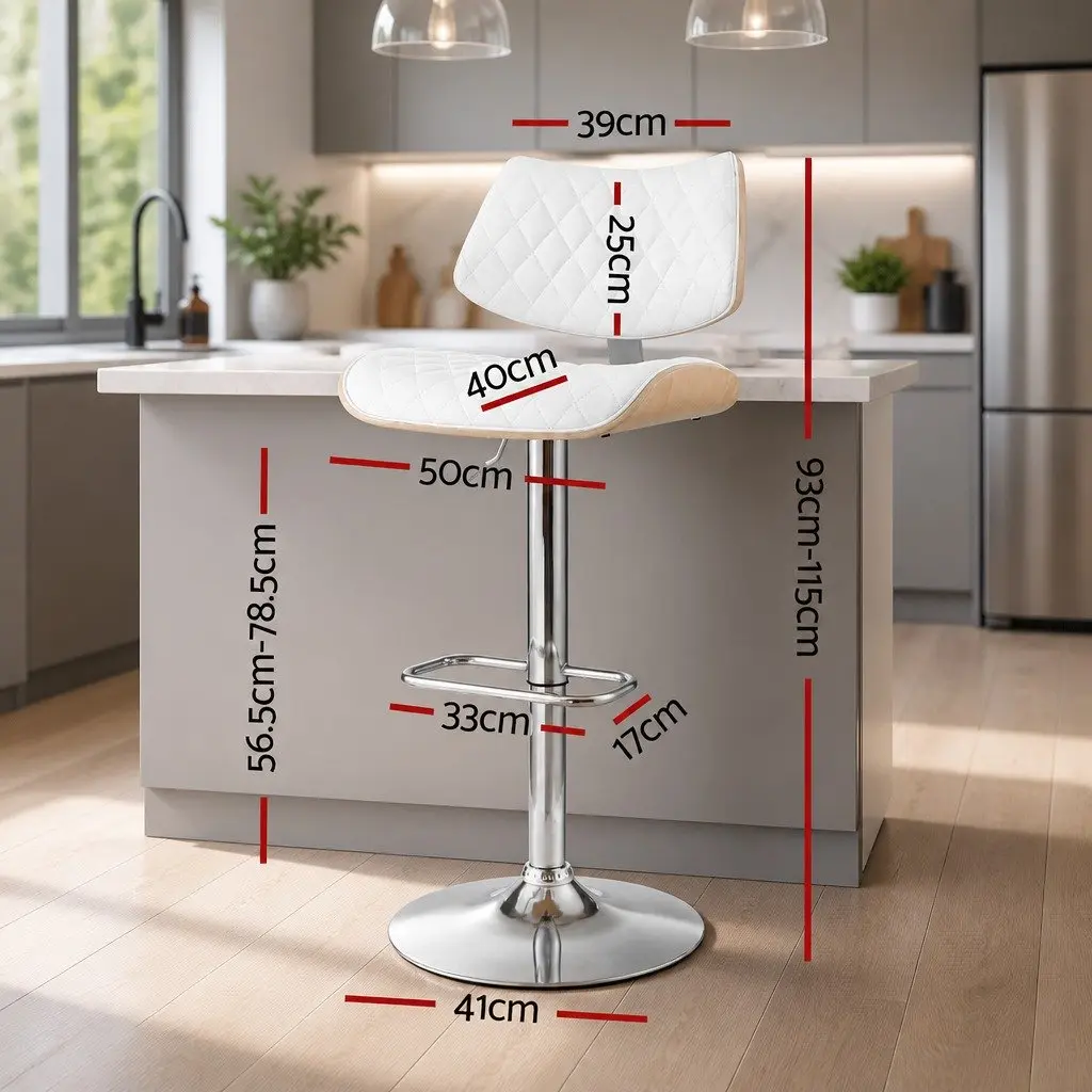 White Bar Stool with Adjustable Height