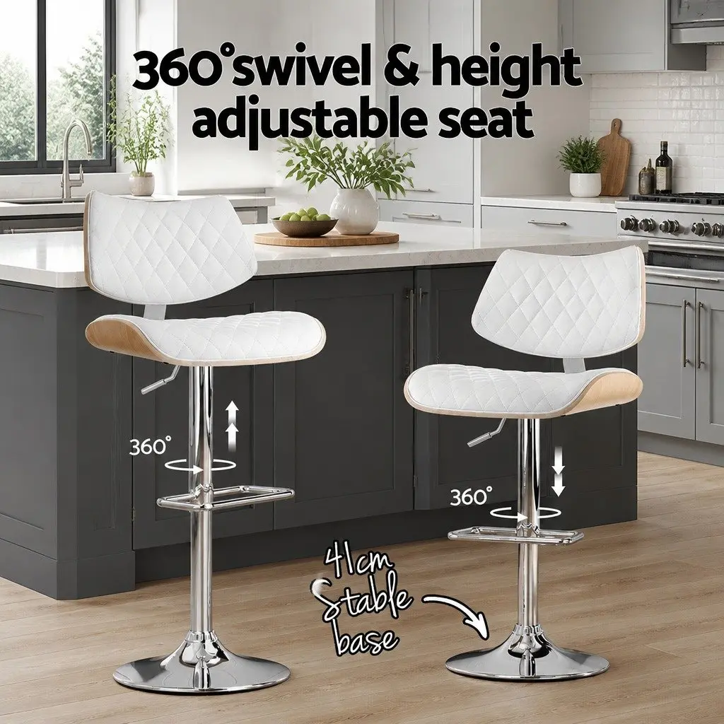 White Bar Stool with Adjustable Height