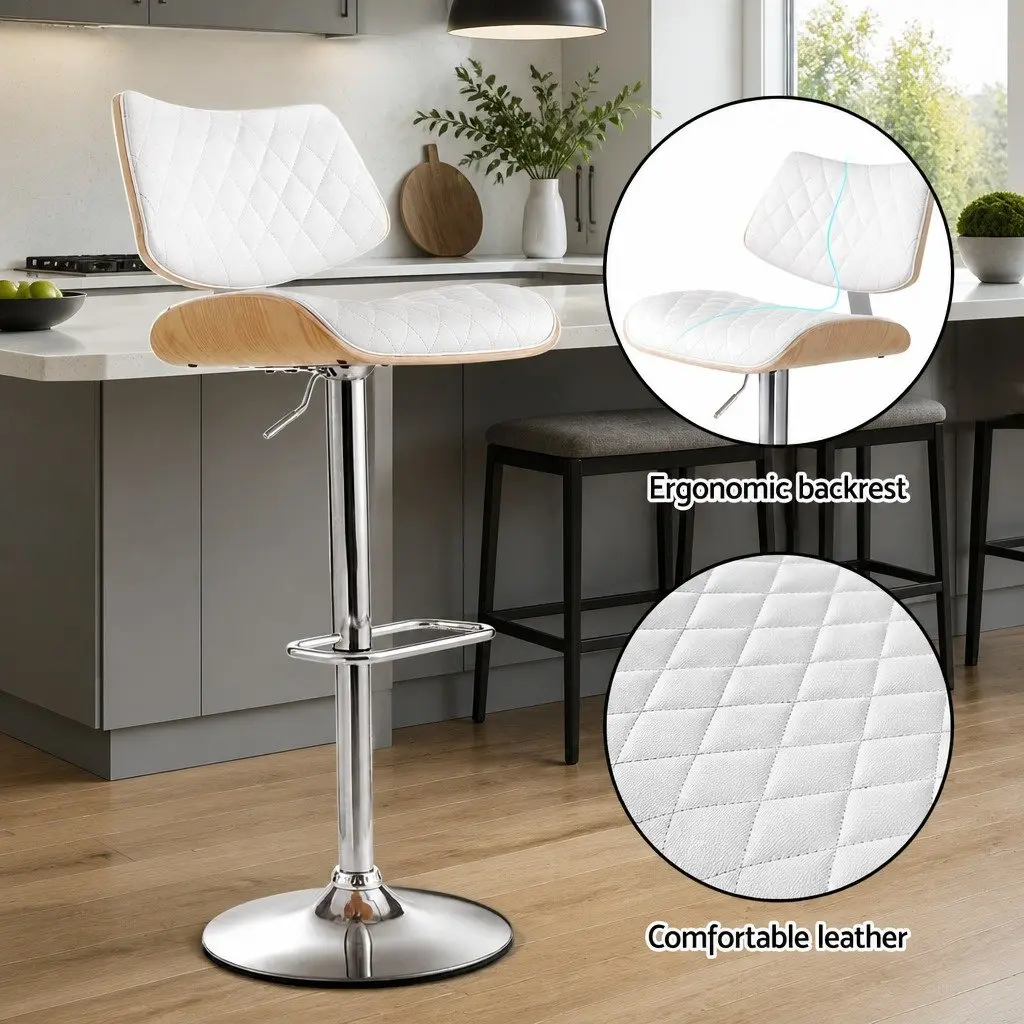 White Bar Stool with Adjustable Height