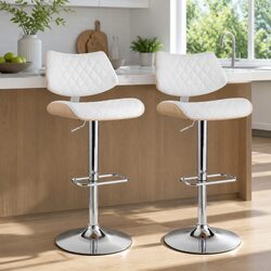 Value-Driven White Padded Bar Stools - Set of 2