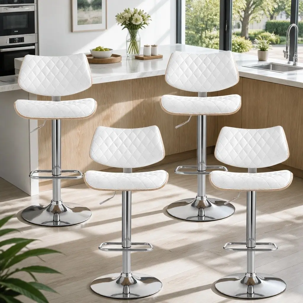 Bar Stools Kitchen Dining Chairs Gas Lift Swivel Padded Seat Adjustable Height
