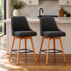 Durable Charcoal Bar Stools - Padded and Stylish