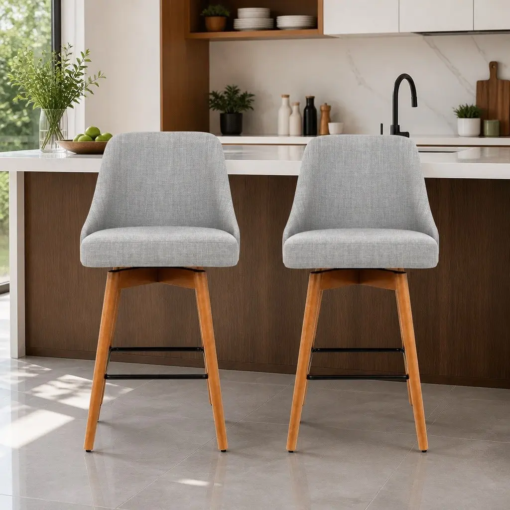 Light Grey Bar Stools with Swivel Functionality