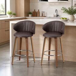 Bar Stools Set of 2 Dining Chairs Contoured Backrest Padded Seat Kitchen Stool