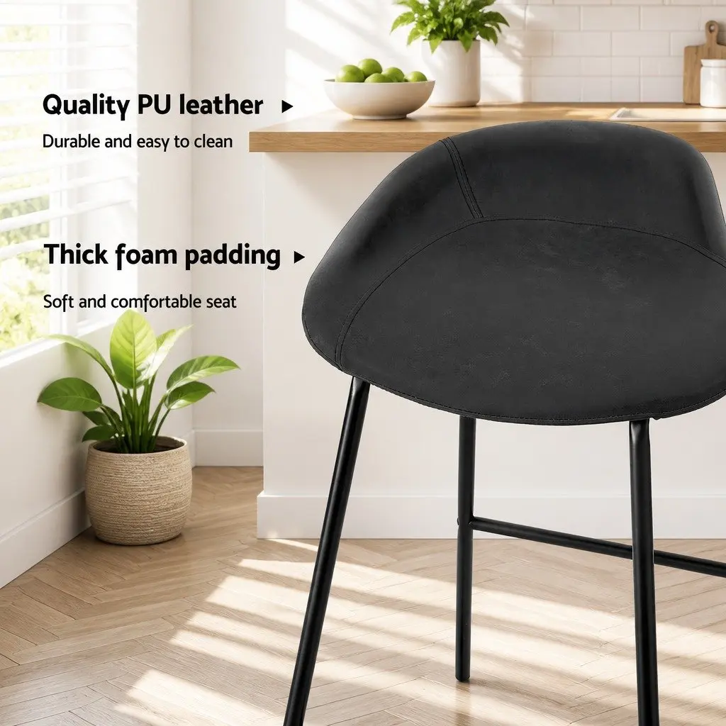 Bar Stools Set of 4 Kitchen Dining Counter Chairs PU Leather Metal Frame