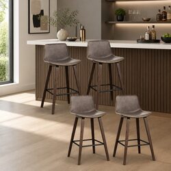 Value-Driven Set of 4 Brown Bar Stools with Backrest