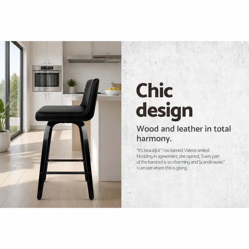 Bar Stools Set of 4 Swivel Kitchen Dining Chairs with Backrest Black