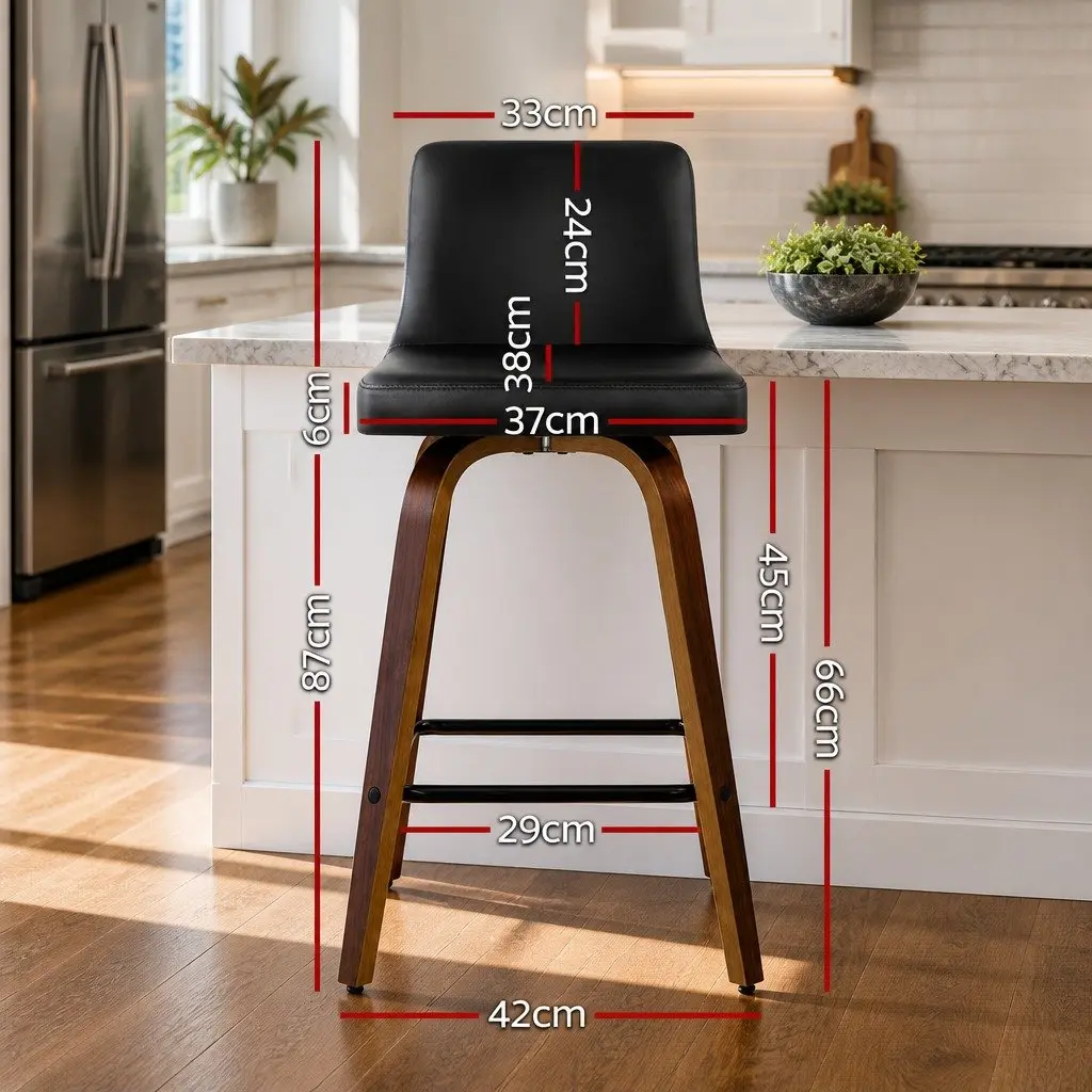 Bar Stools Swivel Padded Kitchen Counter Seating 87cm Black Set of 4