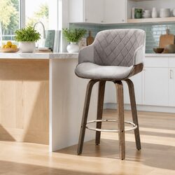 Comfortable Grey Velvet Bar Stool with Practical Design