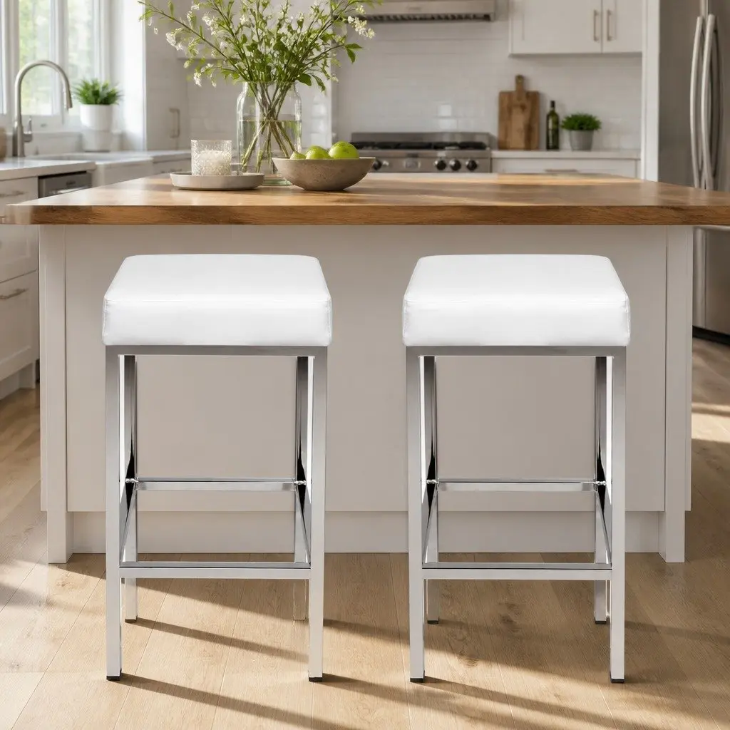 White Bar Stools Set with Comfort and Stability