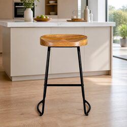 Practical Industrial Bar Stools with Retro Design Set of 2