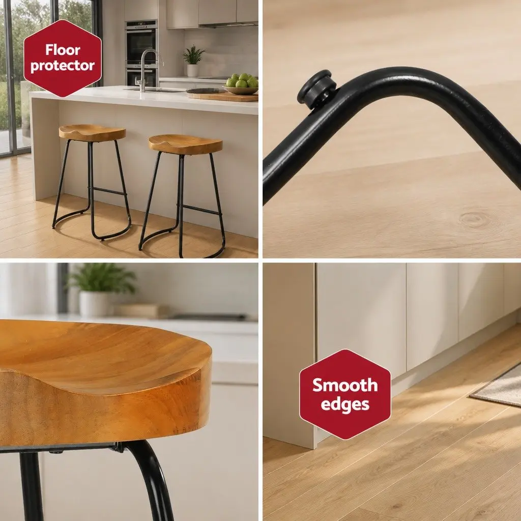Bar Stools Tractor Seat 65cm Wooden Industrial Retro Design Curved Seat Set of 2