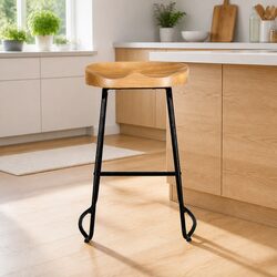 Durable Bar Stools Set of 4 with Wooden Seats