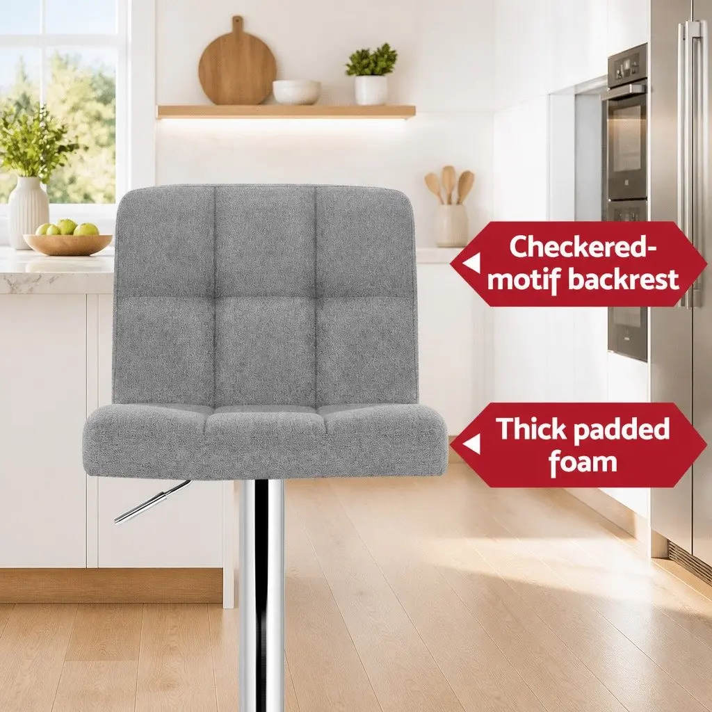 Bar Stools Set of 2 Kitchen Dining Chairs Counter Seating Swivel Gas Lift Grey