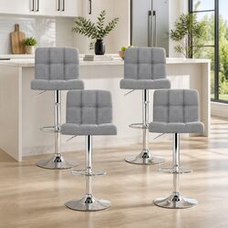Comfortable Grey Bar Stools Set of 4 with Adjustable Height