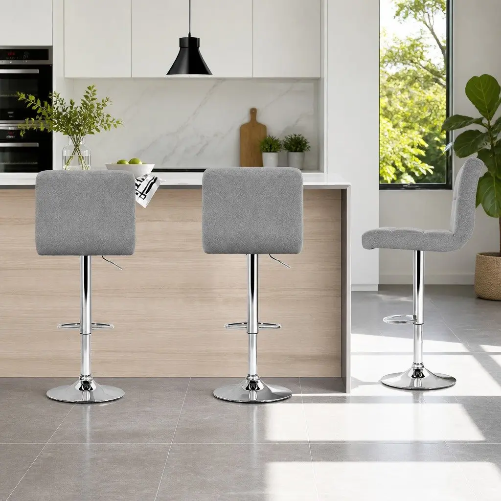 Grey Bar Stools Set of 4 with Adjustable Height