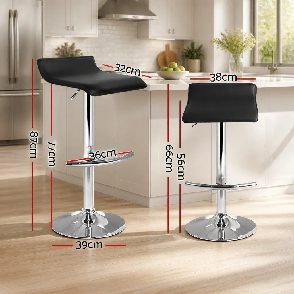 Bar Stools Set of 4 Adjustable Gas Lift Swivel Chairs Black