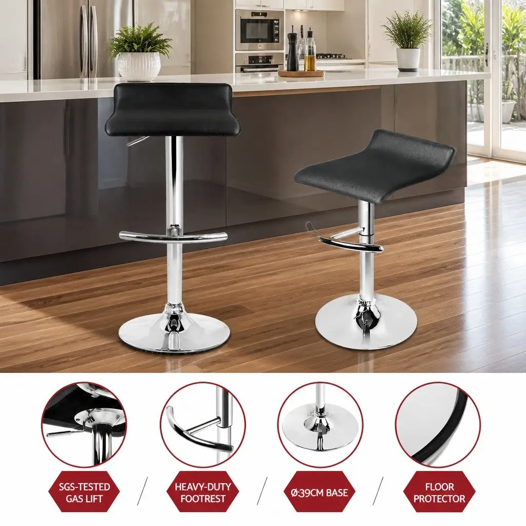Bar Stools Set of 4 Adjustable Gas Lift Swivel Chairs Black