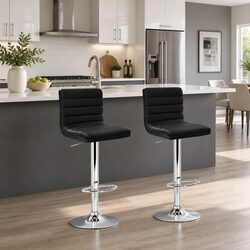 Comfortable Black Bar Stools with Gas Lift - 2 Pack