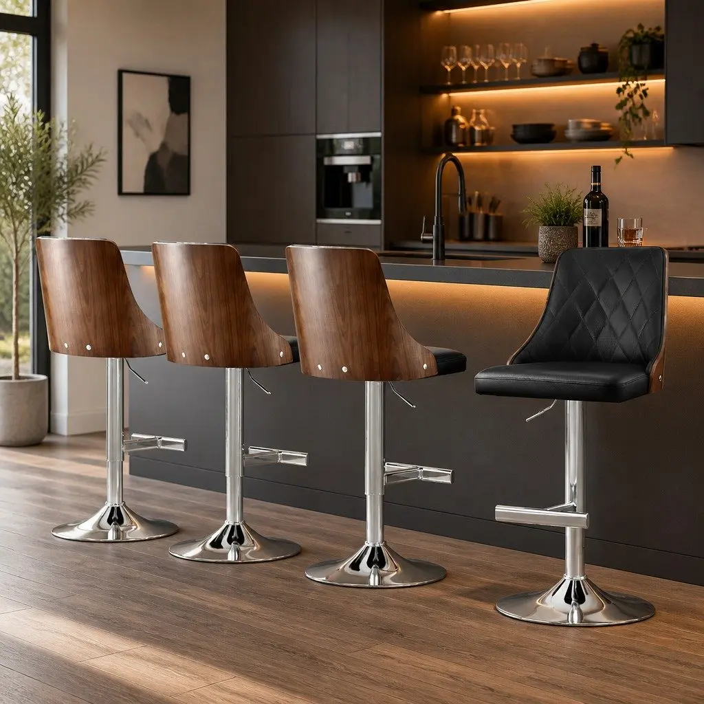 Bar Stools Set of 4 in Black