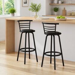Comfortable and Durable Black Bar Stools, Set of 2