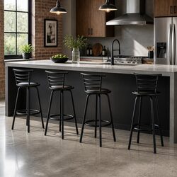 Comfortable Black Swivel Bar Stools Set of 4