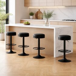 Bar Stools Set of 4 Padded Seat Swivel Kitchen Counter Height Black