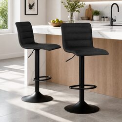 Comfortable Black Bar Stools Set of 2 with Practical Design