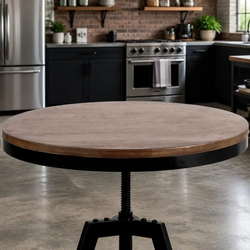 Round Dining Table with Adjustable Height Feature