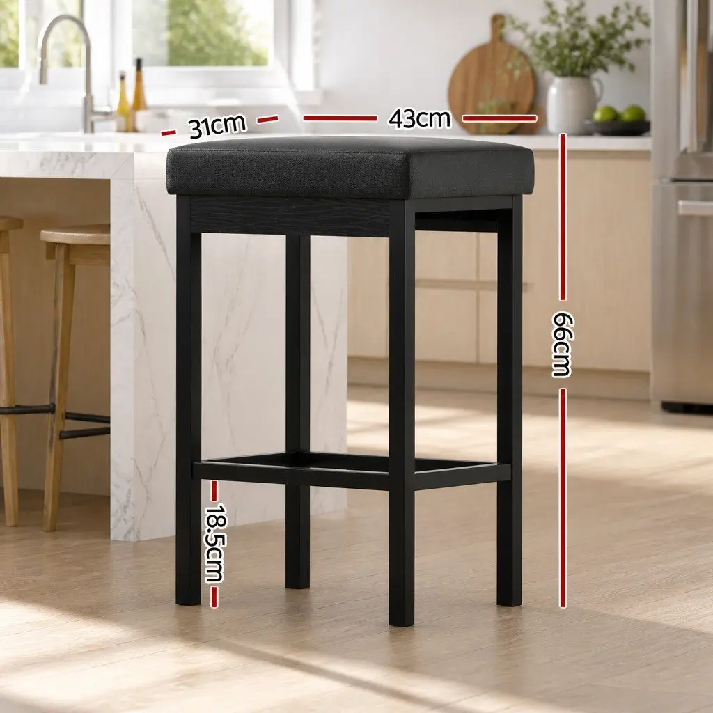 Bar Stools Kitchen Counter Dining Chairs PU Seat Metal Frame Black 4 Piece