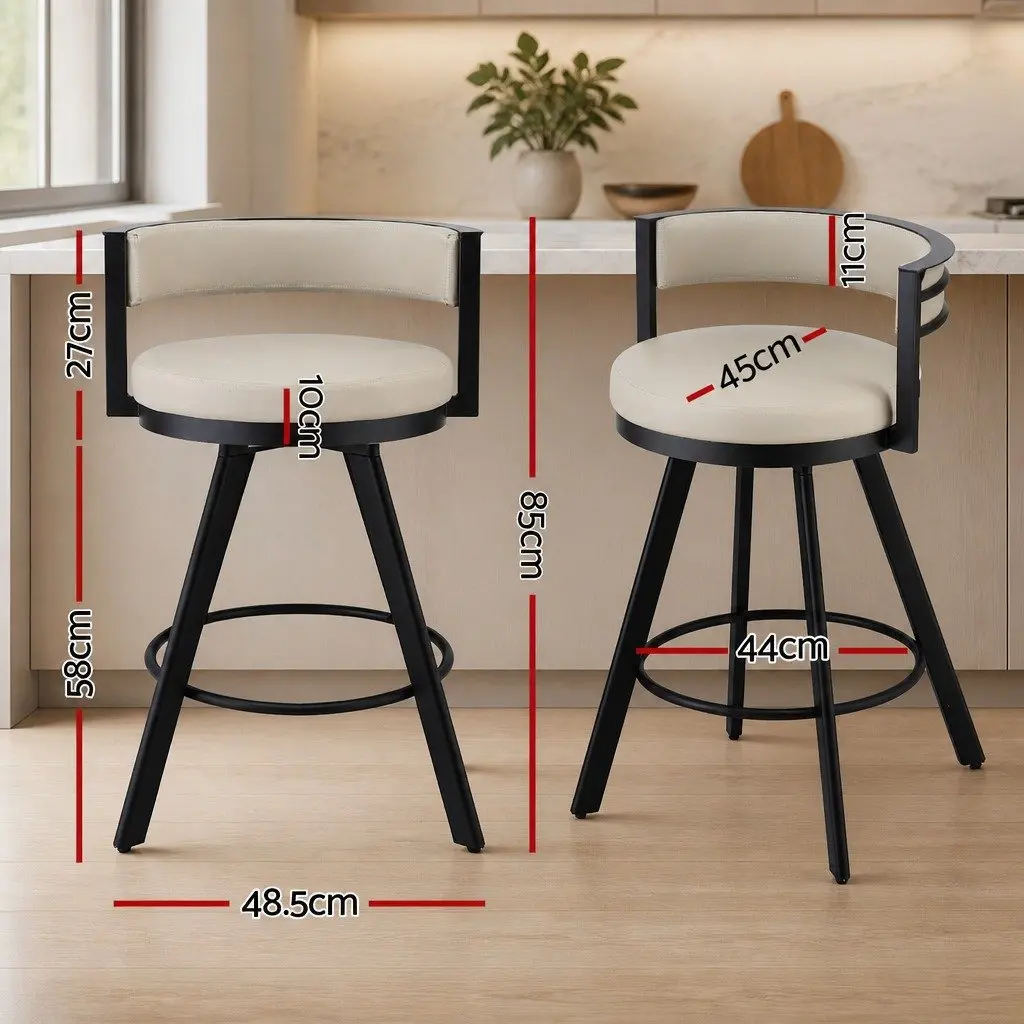Beige Swivel Bar Stool with Footrest