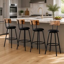 Comfortable Bar Stools Set of 4 with Floor Protection