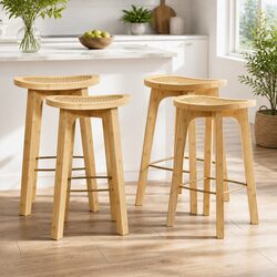Practical Bamboo Rattan Bar Stools Set of 4 for Your Home