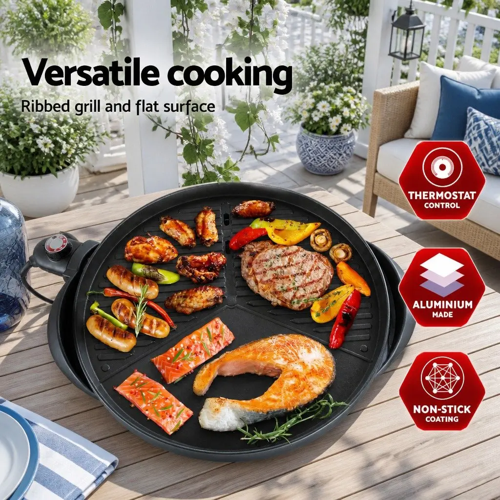 Electric BBQ Grill Smoker Benchtop Indoor Outdoor Cooking 2000W Adjustable