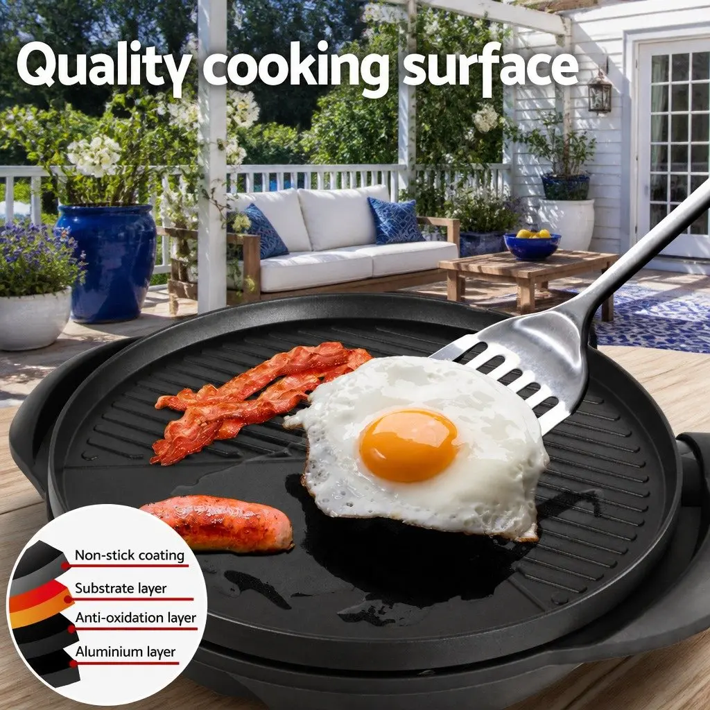 Electric BBQ Grill Smoker Benchtop Indoor Outdoor Cooking 2000W Adjustable
