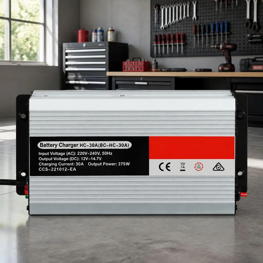 12V 30A Battery Charger Portable Auto Caravan Boat ATV 4WD Silver