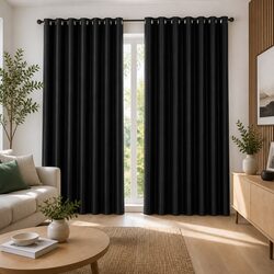 Reliable Black Blockout Curtains 300x230cm with Eyelets