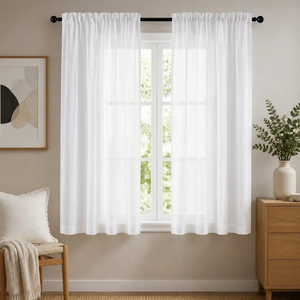 Blockout Curtains 2 Panel Set 132x160cm Light Filtering White