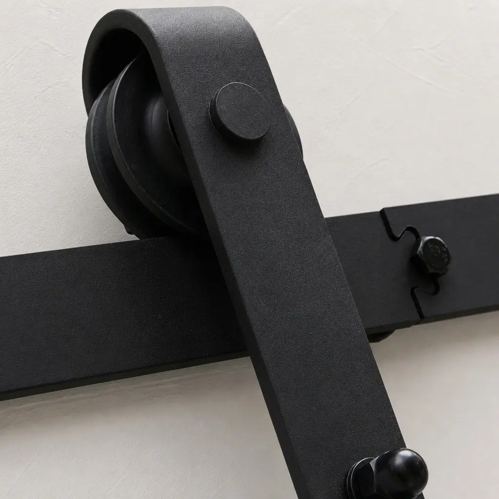 1.83M Sliding Barn Door Track Kit Single Door Hardware Set Black Powder Coat