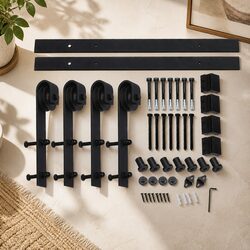 Sliding Barn Door Hardware Track Kit Interior Home Decor Black 1.5m 1.83m 2m